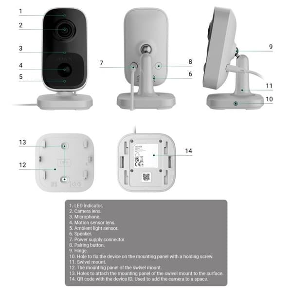 Ajax Cube Inomhuskamera IP Säkerhetskamera - AJ-INDOORCAM-4-W