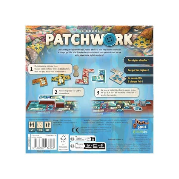 Strategispel - ASMODEE - Patchwork 10-årsjubileum - 2 spelare - 30 minuter - 8 år och uppåt
