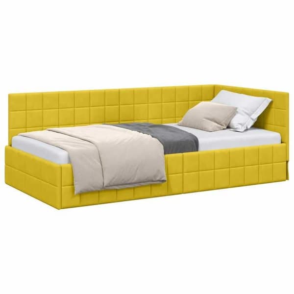 vidaXL Vinkel sängram Gul 90 cm x 190 cm Sammet 42016384