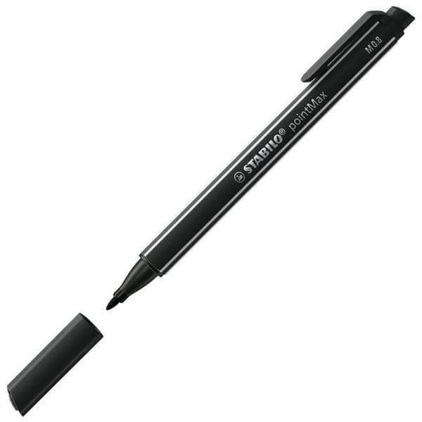 Påse med 4 markörer - STABILO - pointMax - Svart - Medium spets - Multifunktion