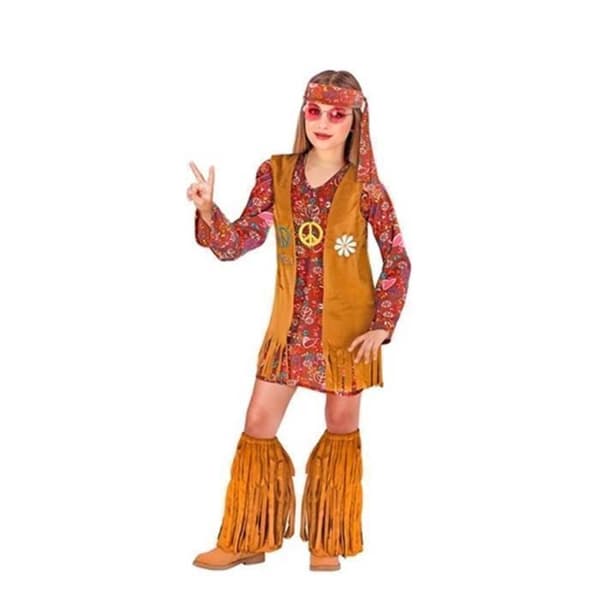Kostym - WIDMANN - Hippiekostym - Brun väst - Flickor 8-10 år - Polyester