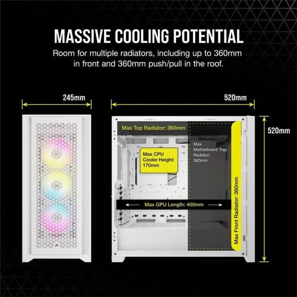 PC-chassi - CORSAIR - FRAME 5000D RS ARGB Airflow - Mid-tower - Vit - CC-9011310-WW