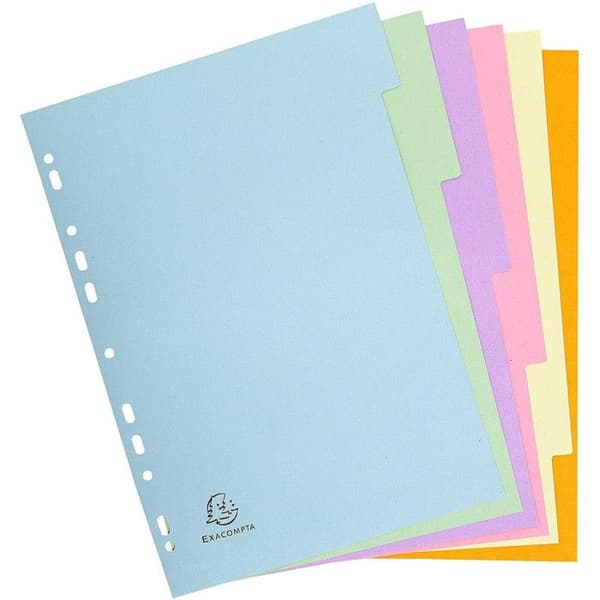 Intervall - EXACOMPTA - 6 positioner - A4 - Pastell assorterade - Paket med 5