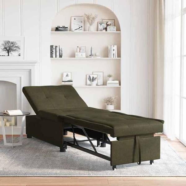 Mörkgrå bäddsoffa 67 x 194 x 38 cm Syntetmocka