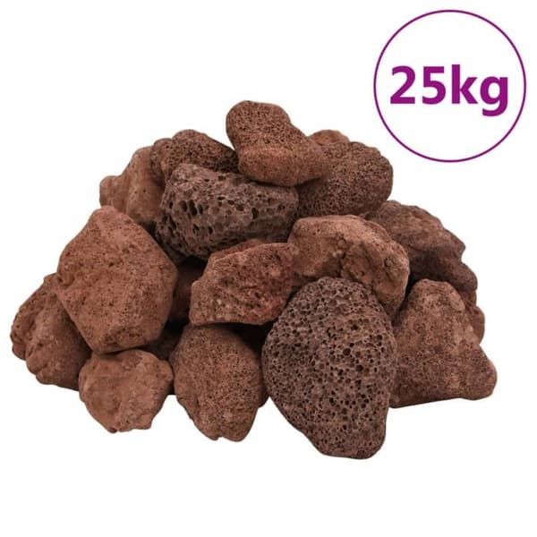 Vulkaniska stenar 25 kg röd 5 8 cm