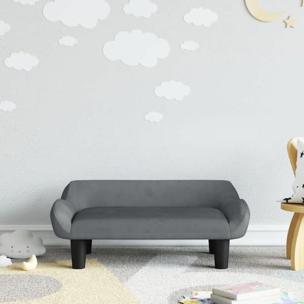 vidaXL Mörkgrå Barnsoffa 70x40x24 cm Sammet, mini soffa, mini soffa-stol, mini soffa för barn, soffa 3196351