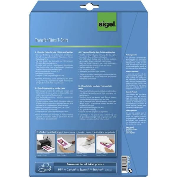 SIGEL - SIGEL HOT T-SHIRT TRANSFER FILMER...