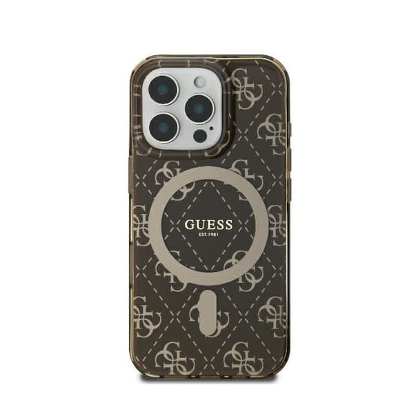 Coque Guess IML 4G Bakgrund MagSafe för iPhone 16 Pro - Brun