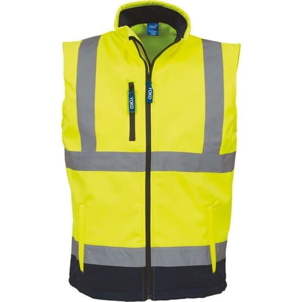Yoko softshell-kroppsvärmare med hög synlighet - gul/marinblå L