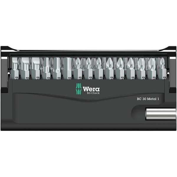 WERA skruvbit - Set med 29 bits + 1/4" bitshållare - Grön