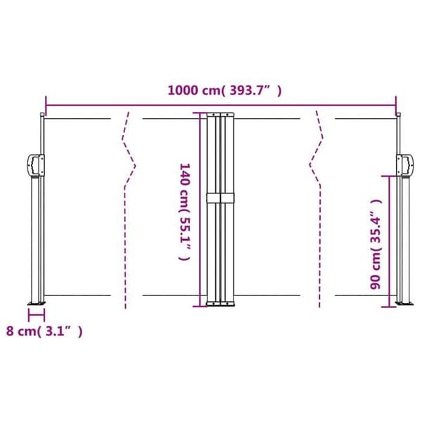 vidaXL Infällbart sidotak taupe 140x1000 cm 4004724