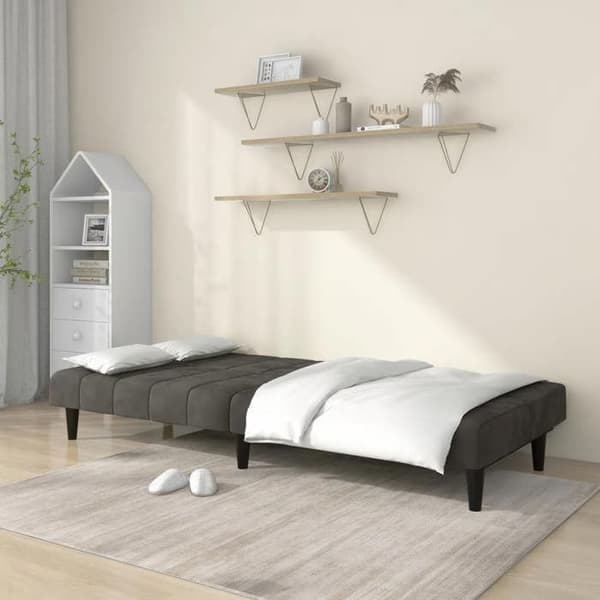 vidaXL 2-sits bäddsoffa mörkgrå sammet 375842