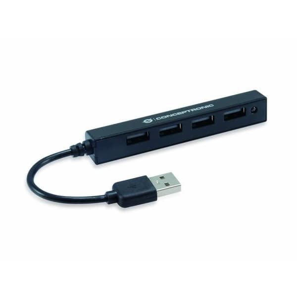USB-hub - Conceptronic - HUBBIES05B - 4 portar - USB 2.0 - Integrerad kabel