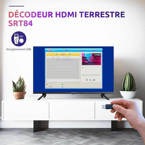 TV-dekoder - STRONG - SRT 84 - HDMI - Inspelare - Kompatibel med HEVC265 & Dolby Audio