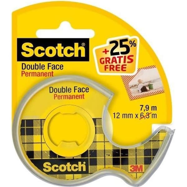 Dubbelhäftande tejp - SCOTCH - 665 - 6 m - 12 mm - Transparent