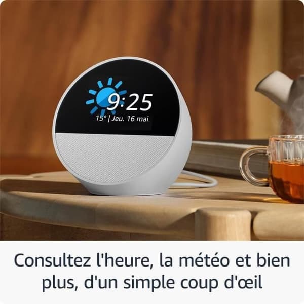 Ansluten väckarklocka - AMAZON - ECHO SPOT - Skärm 2,83" - Svart