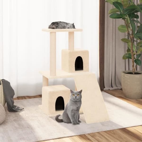 171663 vidaXL Sisal kattträd med skrapstolpar kräm 82 cm