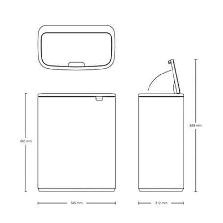 BRABANTIA Bo Touch Bin - 2x 30 L - Matt stål Fingeravtryckssäker