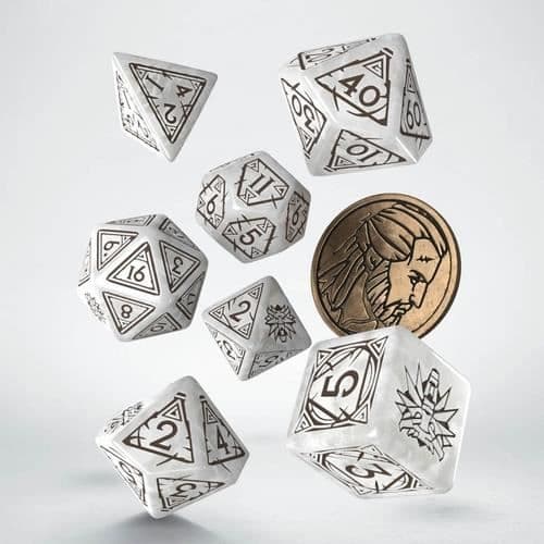 Tärningsspel - Q-WORKSHOP - The Witcher - Geralt - 7 tärningar - Brunt/Pärlemor