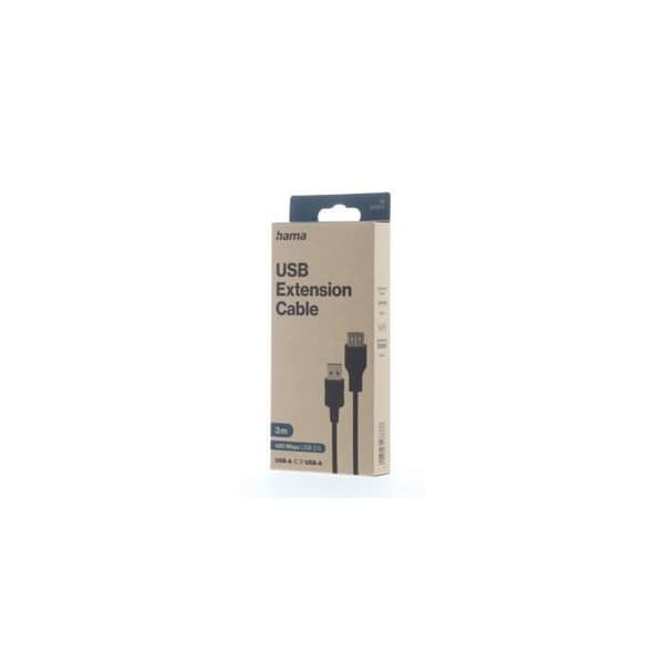 USB-förlängning - HAMA - 3,00 m - USB 2.0 - 480 Mbit/s - Svart