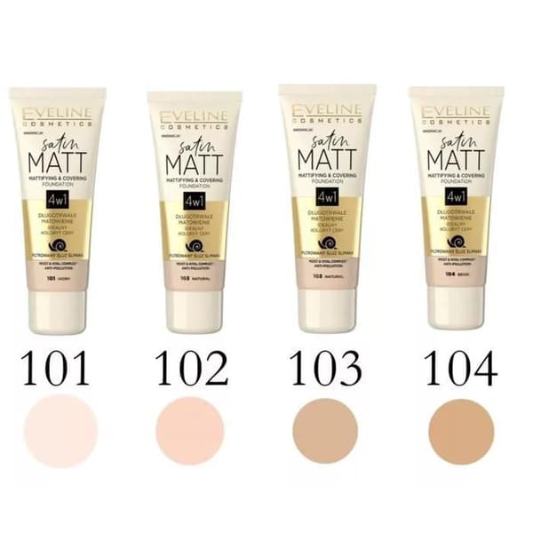 Foundation - EVELINE - n°102 Vanilj - Matifierande - Täckande - 30 ml