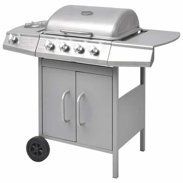 vidaXL Gasgrill 4 + 1 Cooking Zone Silver