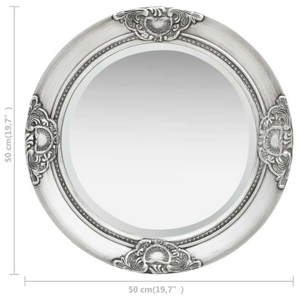 vidaXL Barockstil Väggspegel 50 cm Silver 320346