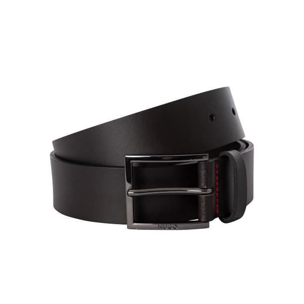 HUGO läderbälte för män - Brun - Logotypspänne - Bredd 4 cm