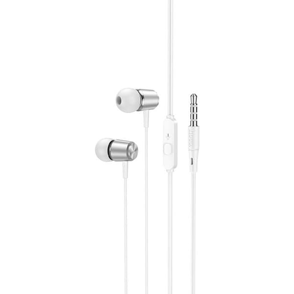 Trådbundet headset 3,5 mm med mikrofon, 1,2 m - Hoco (M108) - Vit