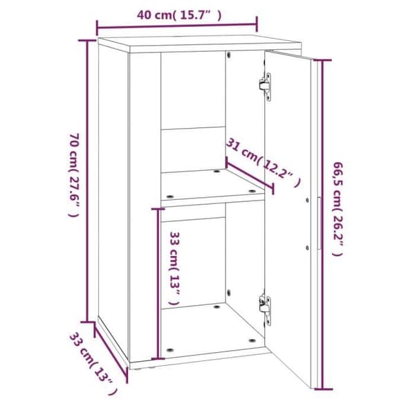 819412 vidaXL Buffé Vit 40x33x70 cm Ingenjörsträ