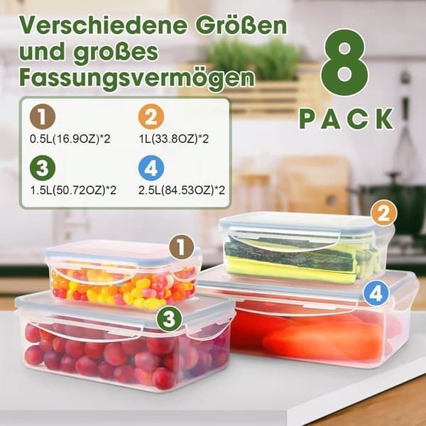 Matlåda Set, 8 Delar, Utan BPA