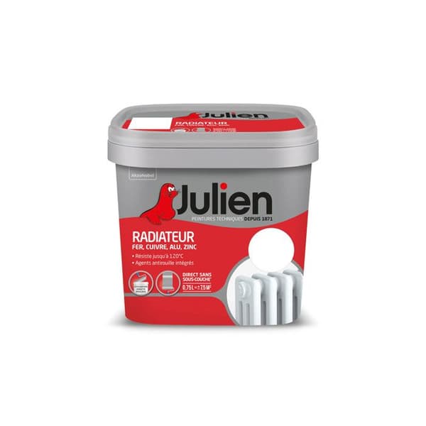 Vattenbaserad radiatorfärg Satin Vit 0l75 - Julien