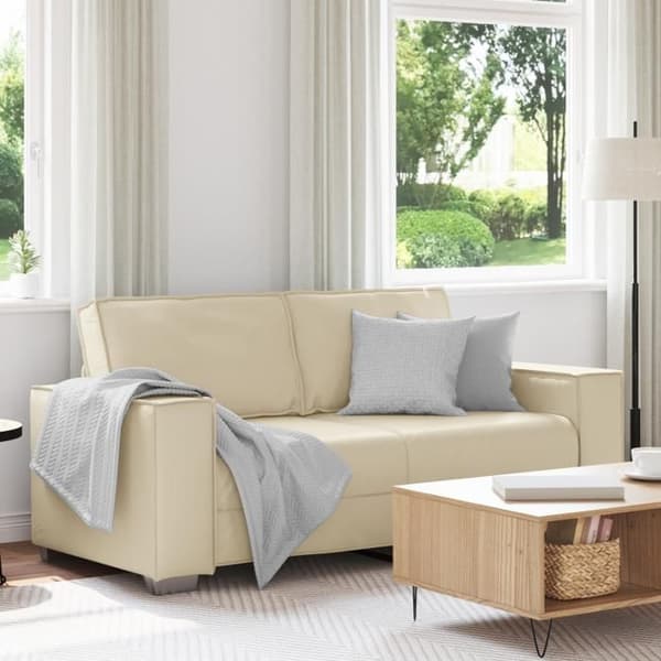 Soffa loveseat crème 140 cm i konstläder