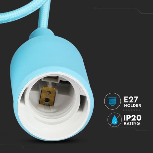 Pendellampa med E27 lamphållare i ljusblå silikon