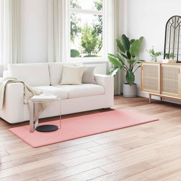 Faux pälsmatta av kanin - vidaXL - 80x200 cm - Rosa - Mjuk polyester - Rektangulär - Lättskött