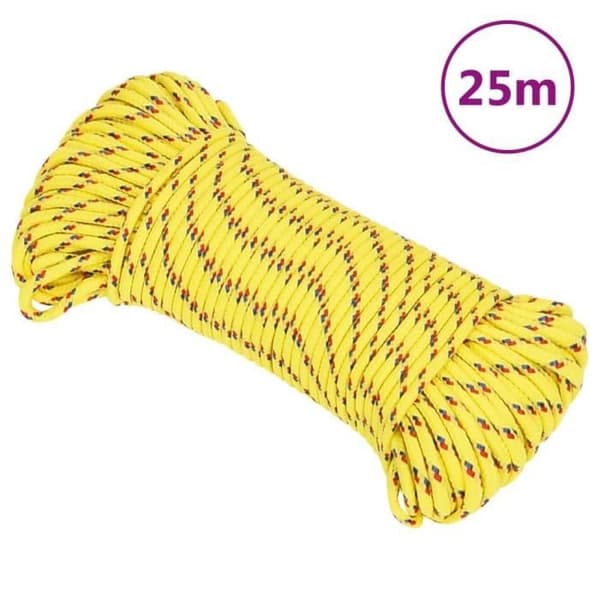 152592 vidaXL Båtkabel Gul 4 mm 25 m Polypropen