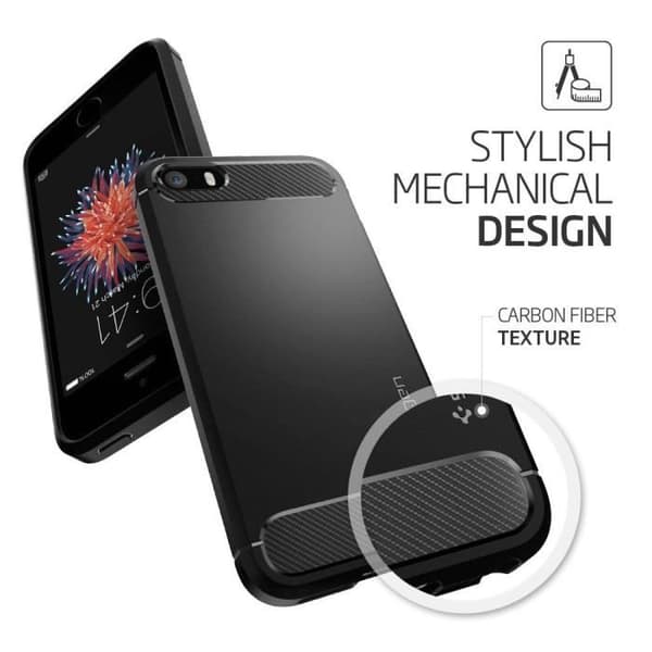 SPIGEN Rugged Armor fodral för iPhone 5/5S/SE Svart