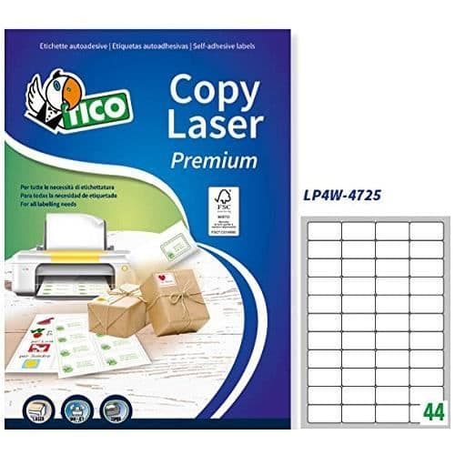 Etiketter - TICO - LP4W-4725 - Vitt papper - A4-format - 100 ark