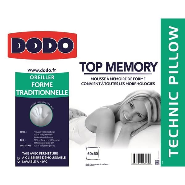 Överdrag - DODO - TOP MEMORY - 60x60cm - Memory foam - Medium komfort
