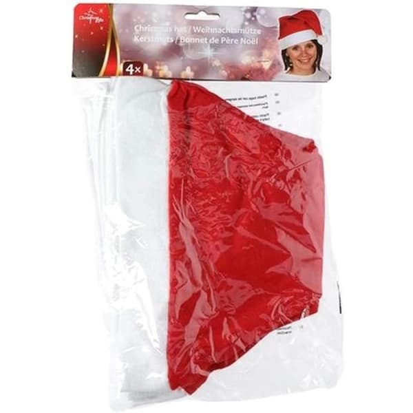 Julklappar tomteluva 29 cm polyester röd/vit 4 stycken
