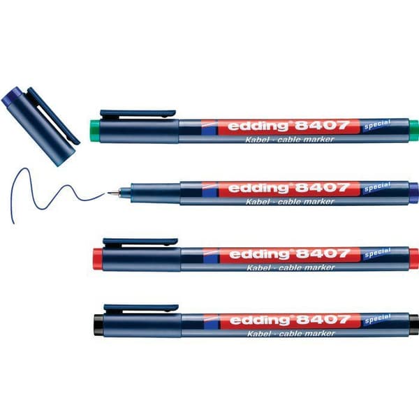 Markör - EDDING - e-8407/4 - 0,3 mm - Svart/Röd/Blå/Grön