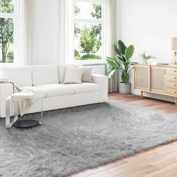 Matta i konstpäls - vidaXL - Grå - 200x280 cm - Polyester - Rektangulär - Supermjukt - Hållbart