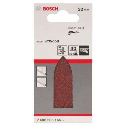Slipade ark - BOSCH - Delta - 5 stycken - Ø 32mm - Korn 40