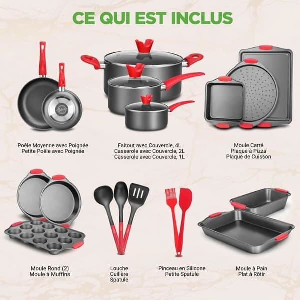 Köksset - NUTRICHEF - 21 Delar - Non-stick - Ergonomisk - Härdat Glas