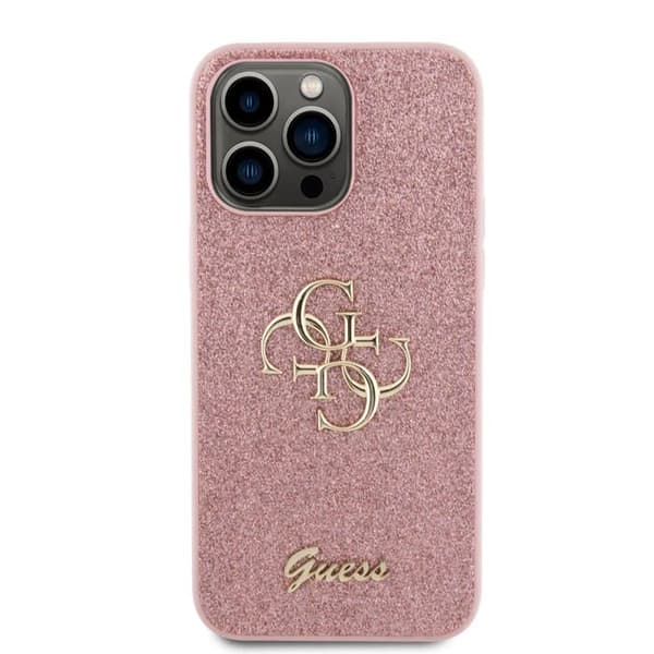 Coque för iPhone 15 Pro Max - Guess Glitter Script Big 4G (GUHCP15XHGG4SGP) - Rosé