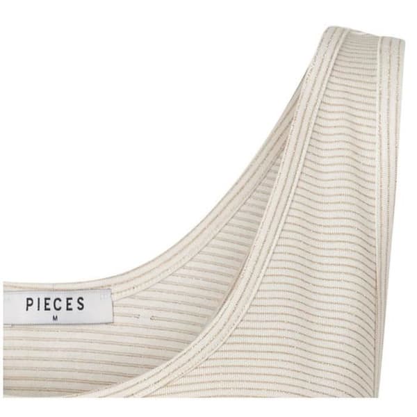 Ärmlös topp med rund hals PIECES Beige