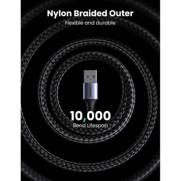 UGREEN USB 3.0 Typ A Hane till Hane i Flätad Nylon, 0.5M