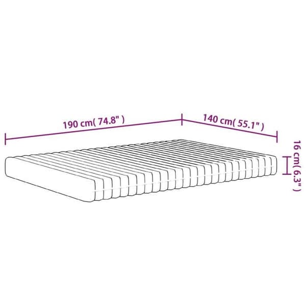 vidaXL Medium Soft Foam Madrass 140x190 cm 373049