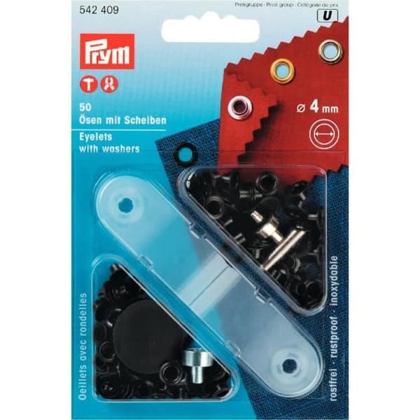 PRYM Öljetter+Brickor 4 mm polerad mässing