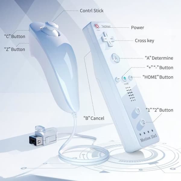 Spelkontroll - TechKen - 2 delar Wii-kontroll - Bluetooth - Vibration - Silikonfodral